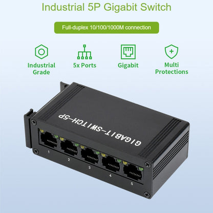 Waveshare Industrial 5P Gigabit Ethernet Switch, Full-Duplex 10/100/1000M, DIN Rail Mount - Modules Expansions Accessories by WAVESHARE | Online Shopping UK | buy2fix