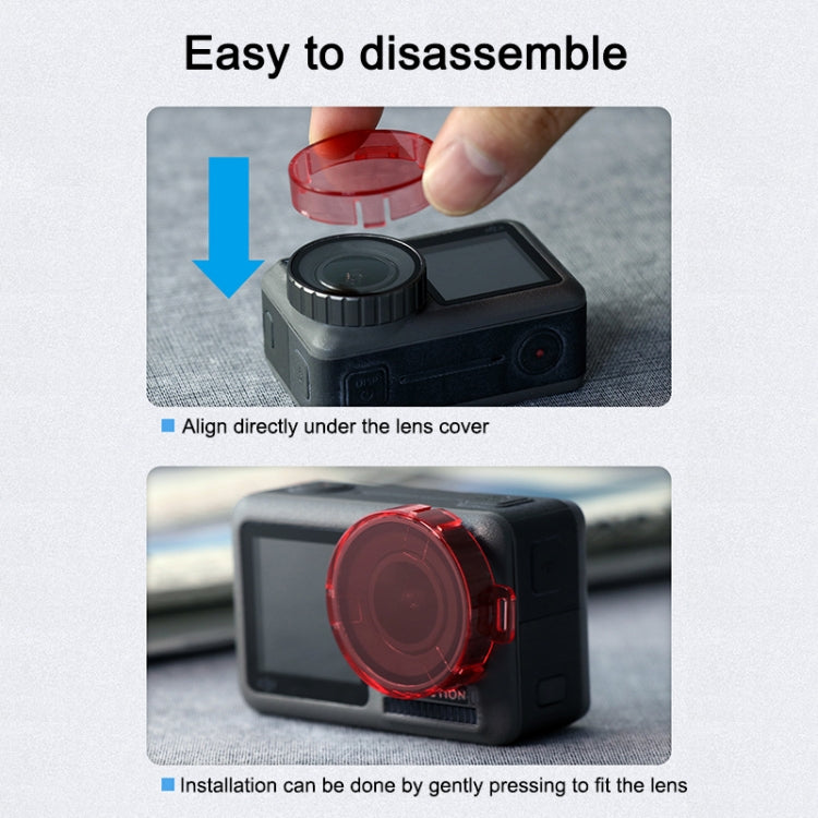 Snap-on Round Shape Color Lens Filter for DJI Osmo Action (Red) - DJI & GoPro Accessories by buy2fix | Online Shopping UK | buy2fix