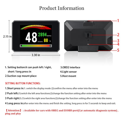 P16 Car HUD Head-up Display OBD2 Fault Code Elimination -  by buy2fix | Online Shopping UK | buy2fix