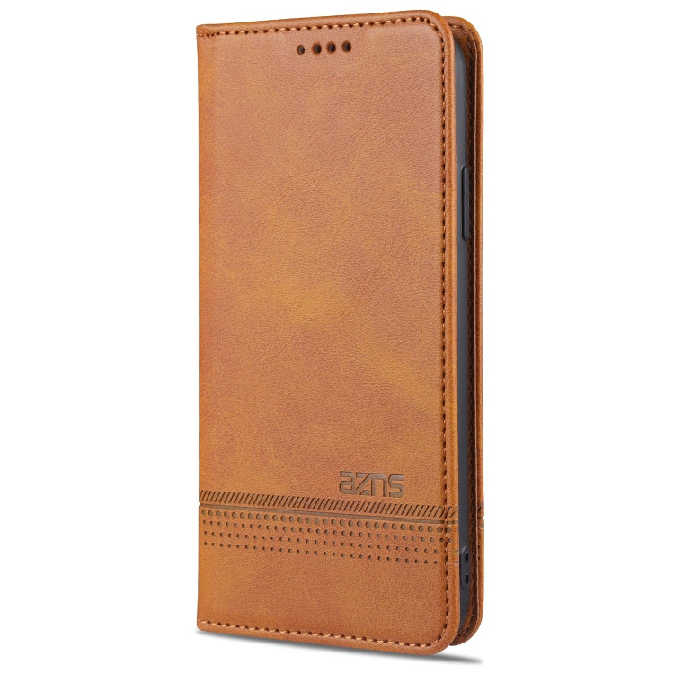 For iPhone XR AZNS Magnetic Calf Texture Horizontal Flip Leather Case with Card Slots & Holder & Wallet(Light Brown) - More iPhone Cases by AZNS | Online Shopping UK | buy2fix