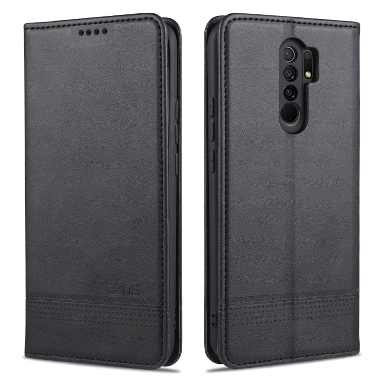 For Xiaomi Redmi 9 AZNS Magnetic Calf Texture Horizontal Flip Leather Case with Card Slots & Holder & Wallet(Black) - Xiaomi Cases by AZNS | Online Shopping UK | buy2fix