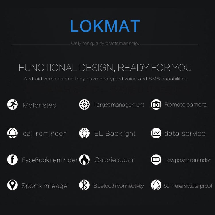 Lokmat MK16 LCD Screen 50m Waterproof Smart Watch, Support Information Reminder / Remote Camera / Walking Motion Monitor(Black) - Smart Watches by Lokmat | Online Shopping UK | buy2fix