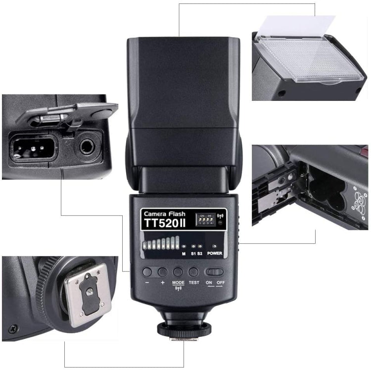 Godox TT520II 433MHZ Wireless 1/300s-1/2000s HSS Flash Speedlite Camera Top Fill Light for Canon / Nikon DSLR Cameras(Black) - Shoe Mount Flashes by Godox | Online Shopping UK | buy2fix