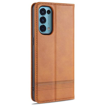 For Oppo Reno5 5G AZNS Magnetic Calf Texture Horizontal Flip Leather Case with Card Slots & Holder & Wallet(Light Brown) - OPPO Cases by AZNS | Online Shopping UK | buy2fix