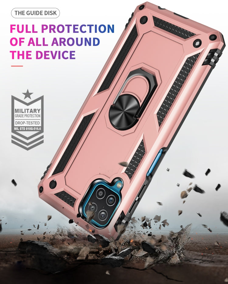 For Samsung Galaxy A12 5G Shockproof TPU + PC Protective Case with 360 Degree Rotating Holder(Rose Gold) - Samsung Accessories by buy2fix | Online Shopping UK | buy2fix
