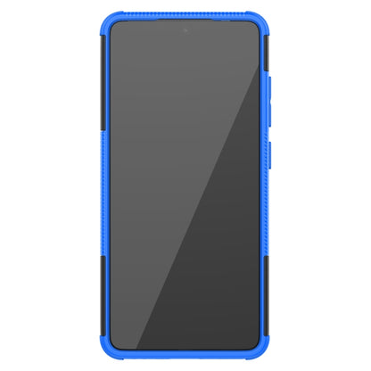 For Samsung Galaxy A52 5G / 4G Tire Texture Shockproof TPU+PC Protective Case with Holder(Blue) - Samsung Accessories by buy2fix | Online Shopping UK | buy2fix