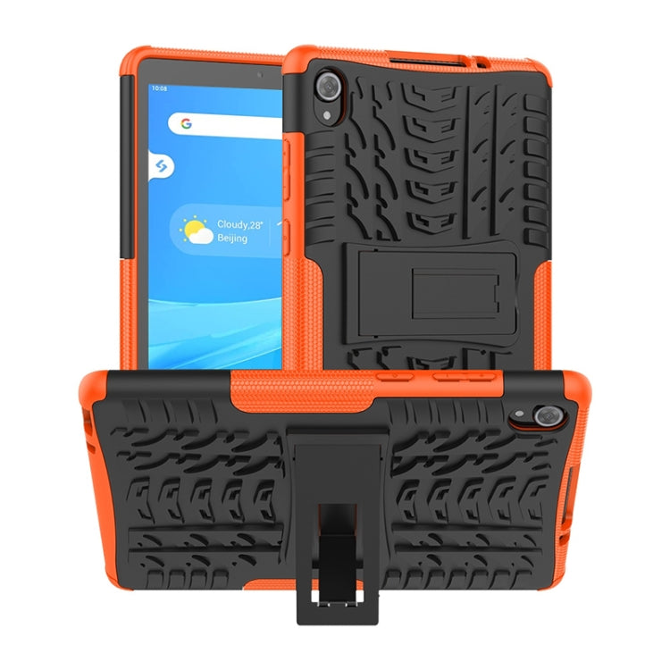 For Lenovo Tab M8 (2020) TB-8705F 8.0 inch Tire Texture Shockproof TPU+PC Protective Case with Holder(Orange) - Mobile Accessories by buy2fix | Online Shopping UK | buy2fix