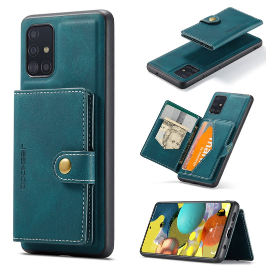 For Samsung Galaxy A51 5G JEEHOOD Retro Magnetic Detachable Protective Case with Wallet & Card Slot & Holder(Blue) - Galaxy Phone Cases by JEEHOOD | Online Shopping UK | buy2fix