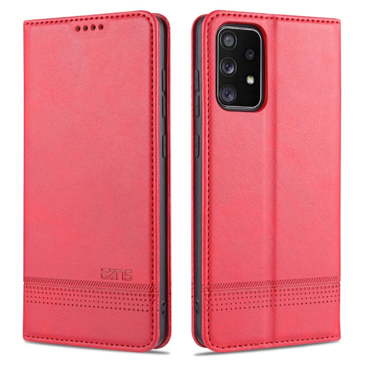 For Samsung Galaxy A52 5G / 4G AZNS Magnetic Calf Texture Horizontal Flip Leather Case with Card Slots & Holder & Wallet(Red) - Galaxy Phone Cases by AZNS | Online Shopping UK | buy2fix