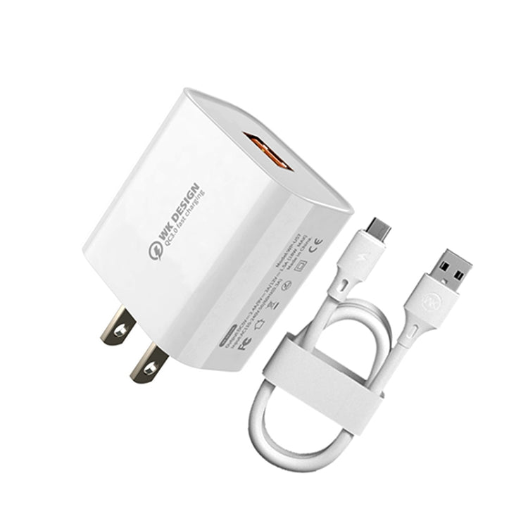 WK WP-U57 Max 18W Maxspeed QC3.0 Fast Charger +  USB to Micro USB Data Cable, Plug Type:US Plug - Apple Accessories by WK | Online Shopping UK | buy2fix