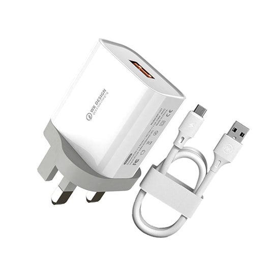 WK WP-U57 Max 18W Maxspeed QC3.0 Fast Charger + USB to 8 Pin Data Cable, Plug Type:UK Plug - Apple Accessories by WK | Online Shopping UK | buy2fix