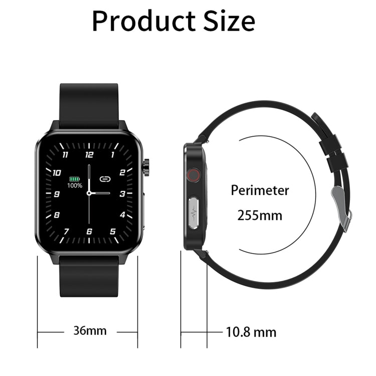 E86 1.7 inch TFT Color Screen IP68 Waterproof Smart Watch, Support Blood Oxygen Monitoring / Body Temperature Monitoring / AI Medical Diagnosis, Style: Leather Strap(Black) - Smart Wear by buy2fix | Online Shopping UK | buy2fix