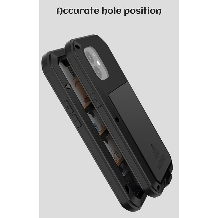 For iPhone 12 LOVE MEI Metal Shockproof Life Waterproof Dustproof Protective Case(Black) - iPhone 12 / 12 Pro Cases by LOVE MEI | Online Shopping UK | buy2fix