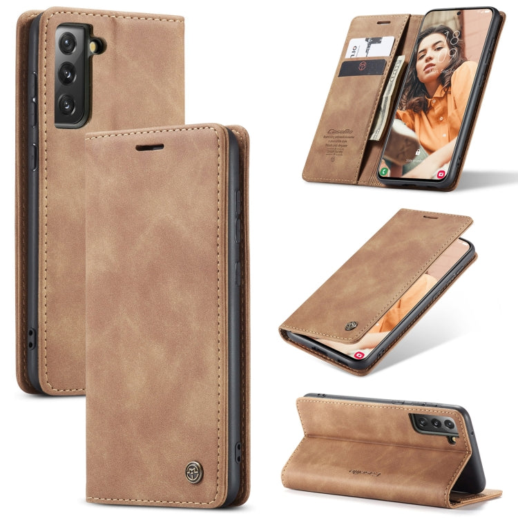 For Samsung Galaxy S21 FE CaseMe 013 Multifunctional Horizontal Flip Leather Case, with Card Slot & Holder & Wallet(Brown) - Galaxy Phone Cases by CaseMe | Online Shopping UK | buy2fix