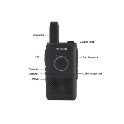 1 Pair RETEVIS RT18 PMR446 16CHS Dual PTT Handheld Walkie Talkie, EU Plug(Black) - Handheld Walkie Talkie by RETEVIS | Online Shopping UK | buy2fix