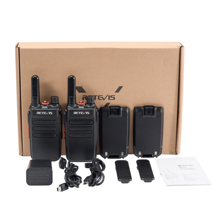 1 Pair RETEVIS RB35 2W US Frequency 462.5500-462.7250MHz 16CHS FRS License-free Two Way Radio Handheld Walkie Talkie(Black) - Handheld Walkie Talkie by RETEVIS | Online Shopping UK | buy2fix