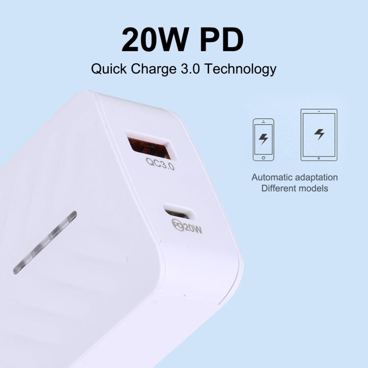 LZ-822A+C PD 20W USB-C / Type-C + QC 3.0 USB Fast Travel Charger, US Plug - Mobile Accessories by buy2fix | Online Shopping UK | buy2fix
