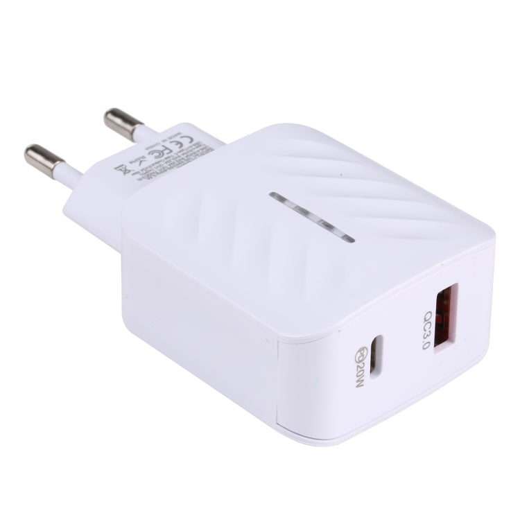 LZ-822A+C PD 20W USB-C / Type-C + QC 3.0 USB Fast Travel Charger, EU Plug - Mobile Accessories by buy2fix | Online Shopping UK | buy2fix