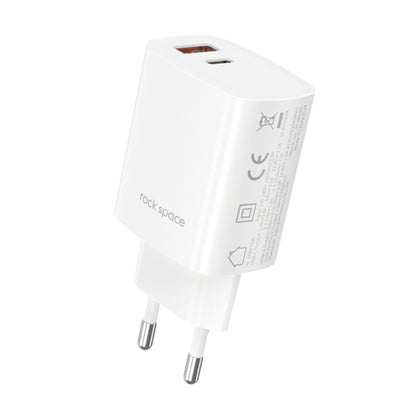 ROCK T51 30W Type-C / USB-C + USB PD Dual Ports Fast Charging Travel Charger Power Adapter, EU Plug(White) - Apple Accessories by ROCK | Online Shopping UK | buy2fix