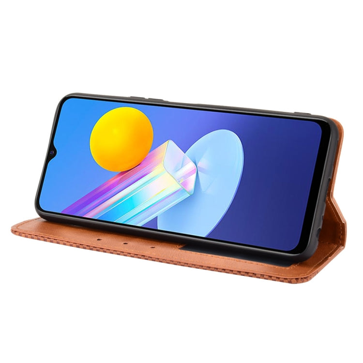 For vivo Y72 5G / iQOO Z3 5G Magnetic Buckle Retro Crazy Horse Texture Horizontal Flip Leather Case with Holder & Card Slots & Photo Frame(Brown) - vivo Cases by buy2fix | Online Shopping UK | buy2fix