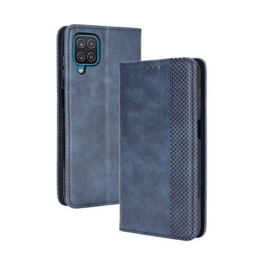 For Samsung Galaxy M32 Magnetic Buckle Retro Crazy Horse Texture Horizontal Flip Leather Case with Holder & Card Slots & Photo Frame(Blue) - Galaxy Phone Cases by buy2fix | Online Shopping UK | buy2fix