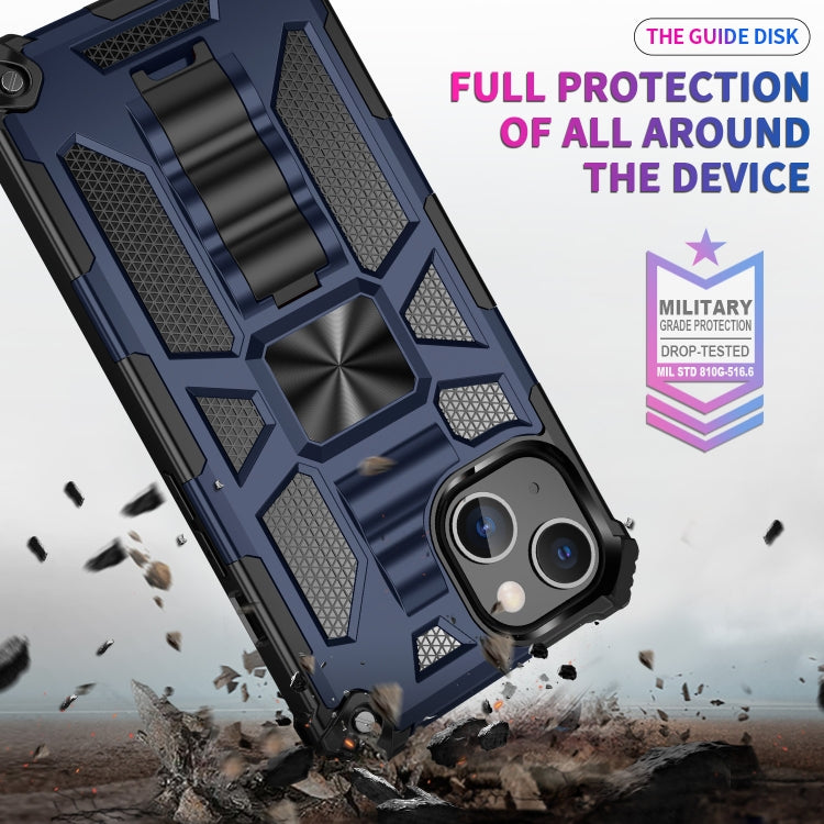 For iPhone 13 Armor Shockproof TPU + PC Magnetic Protective Case with Holder(Silver) - iPhone 13 Cases by buy2fix | Online Shopping UK | buy2fix