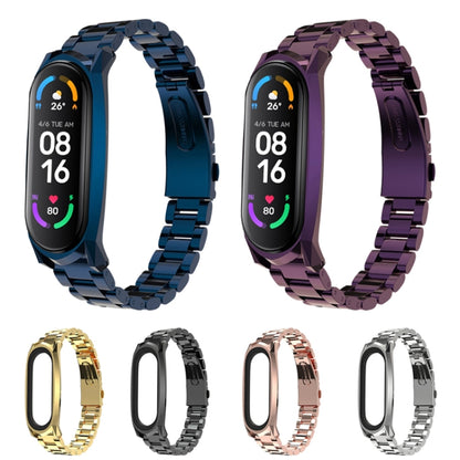 For Xiaomi Mi Band 6 / 5 / 4 / 3 Mijobs Three Beads Metal GT Stainless Steel Watch Band(Gold) - Watch Bands by MIJOBS | Online Shopping UK | buy2fix