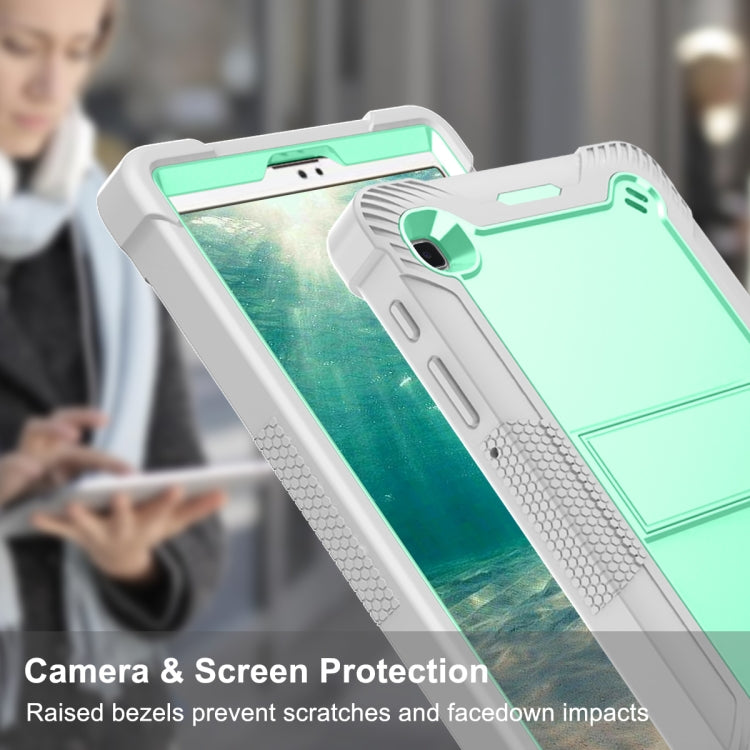 For Samsung Galaxy Tab A7 Lite T225/T220 Silicone + PC Shockproof Protective Case with Holder(Gray + Green) - Tab A7 Lite T220 / T225 by buy2fix | Online Shopping UK | buy2fix