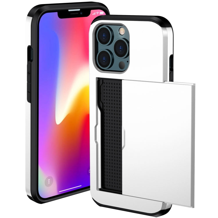 For iPhone 13 Pro Max Shockproof Armor Protective Case with Slide Card Slot (White) - iPhone 13 Pro Max Cases by buy2fix | Online Shopping UK | buy2fix