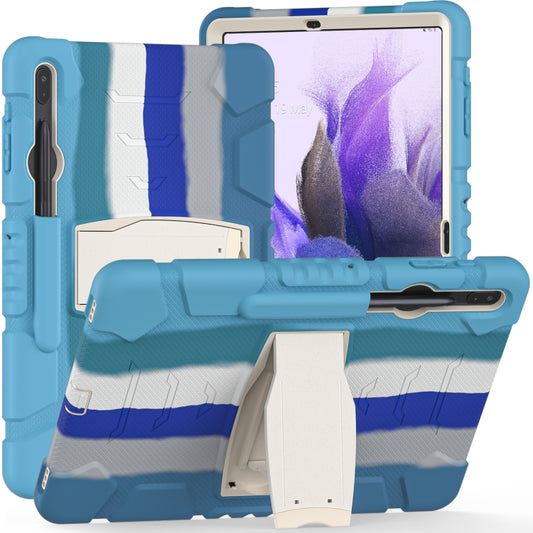 For Samsung Galaxy Tab S7+/ Tab S7 FE / Tab S8+ 3-Layer Protection Screen Frame + PC + Silicone Combination Case with Holder(Colorful Blue) - Other Galaxy Tab PC by buy2fix | Online Shopping UK | buy2fix