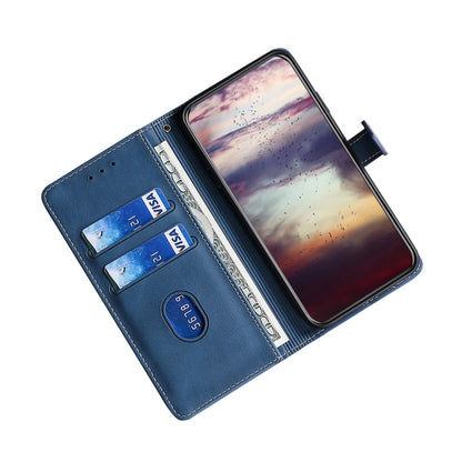 For OPPO Reno 5 Stitching Skin Feel Magnetic Buckle Horizontal Flip PU Leather Case with Holder & Card Slots & Wallet(Blue) - OPPO & vivo Accessories by buy2fix | Online Shopping UK | buy2fix