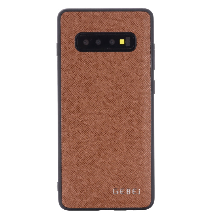 For Galaxy S10 GEBEI Full-coverage Shockproof Leather Protective Case(Brown) - Galaxy Phone Cases by GEBEI | Online Shopping UK | buy2fix
