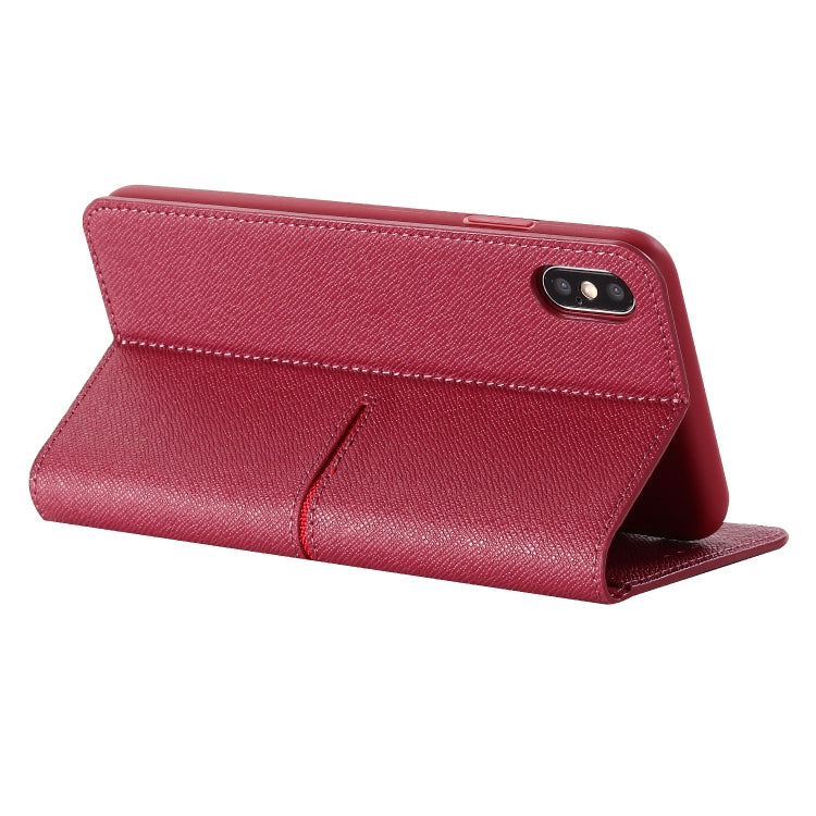 For iPhone XS Max GEBEI Top-grain Leather Horizontal Flip Protective Case with Holder & Card Slots & Wallet & Photo Frame(Red Wine) - More iPhone Cases by GEBEI | Online Shopping UK | buy2fix