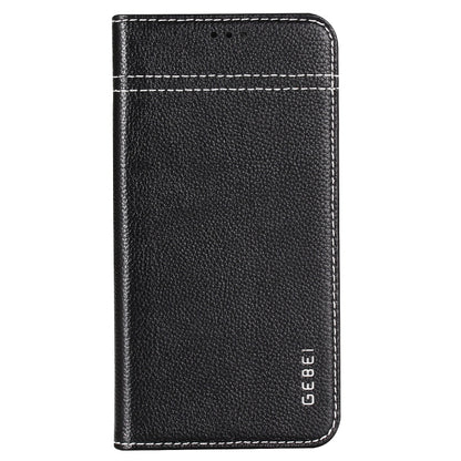 For iPhone XS Max GEBEI Top-grain Leather Horizontal Flip Protective Case with Holder & Card Slots(Black) - More iPhone Cases by GEBEI | Online Shopping UK | buy2fix