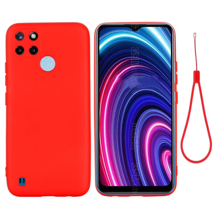 For OPPO Realme C21Y Foreign Version Solid Color Liquid Silicone Dropproof Full Coverage Protective Case(Red) - OPPO & vivo Accessories by buy2fix | Online Shopping UK | buy2fix