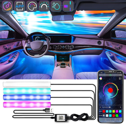 EV21 4 in 1 Bluetooth APP Car Ambient Light Atmosphere Lamp USB Version - In Car by buy2fix | Online Shopping UK | buy2fix