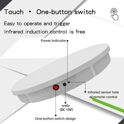 52cm Remote Control Electric Rotating Turntable Display Stand Video Shooting Props Turntable, Plug-in Power, Power Plug:UK Plug(White) - Camera Accessories by buy2fix | Online Shopping UK | buy2fix
