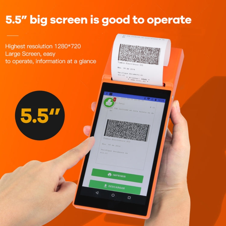 SGT-SP01 5.5 inch HD Screen Handheld POS Receipt Printer, Basic Version, EU Plug(Orange) - Consumer Electronics by buy2fix | Online Shopping UK | buy2fix
