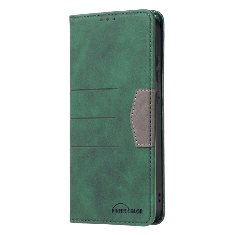 For Samsung Galaxy S21 FE 5G Magnetic Splicing Leather Phone Case(Green) - Samsung Accessories by buy2fix | Online Shopping UK | buy2fix