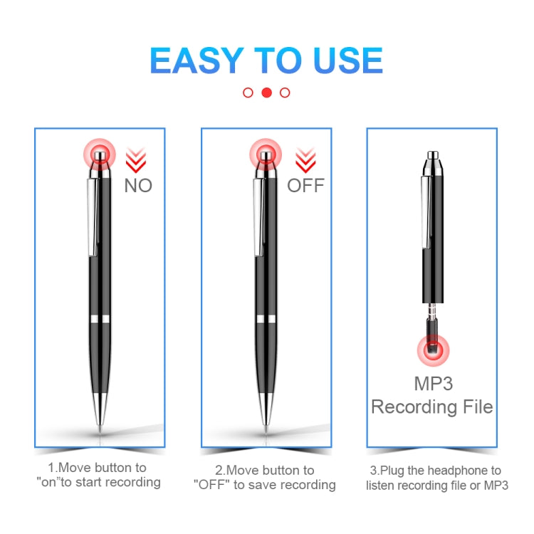 Q90 Intelligent HD Digital Noise Reduction Recording Pen, Capacity:16GB(Black) - Security by buy2fix | Online Shopping UK | buy2fix