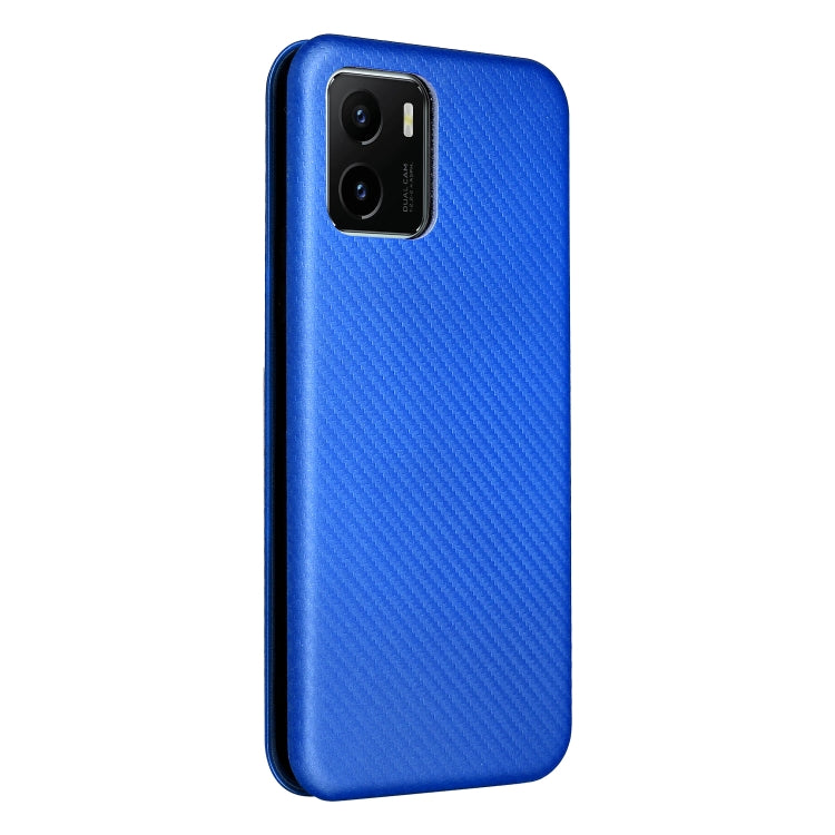 For vivo Y15s / Y15a Carbon Fiber Texture Horizontal Flip Leather Phone Case(Blue) - vivo Cases by buy2fix | Online Shopping UK | buy2fix