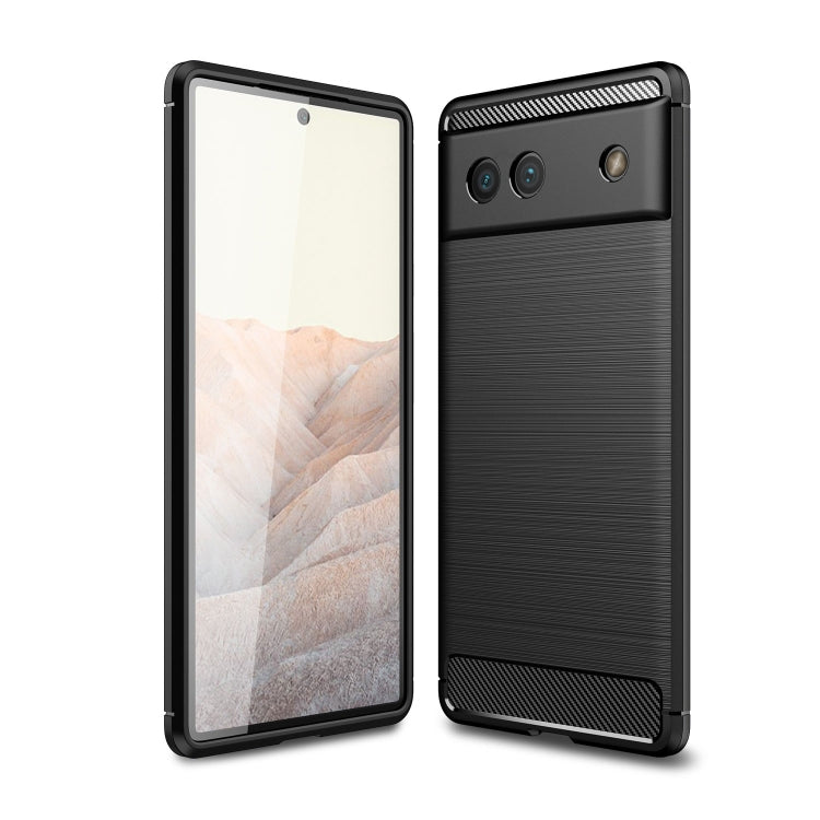 For Google Pixel 6a Brushed Carbon Fiber Texture Shockproof TPU Phone Case(Black) - Google Cases by buy2fix | Online Shopping UK | buy2fix