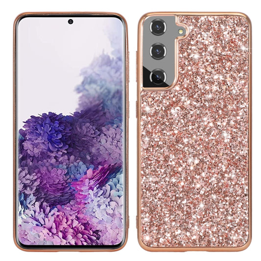 For Samsung Galaxy S22+ 5G Glitter Powder Shockproof TPU Protective Phone Case(Rose Gold) - Samsung Accessories by buy2fix | Online Shopping UK | buy2fix