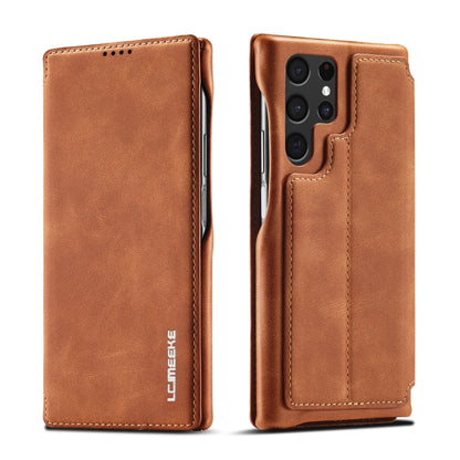 For Samsung Galaxy S22 Ultra 5G LC.IMEEKE Hon Ancient Series Horizontal Flip Leather Phone Case(Brown) - Galaxy S22 Ultra 5G Cases by LC.IMEEKE | Online Shopping UK | buy2fix