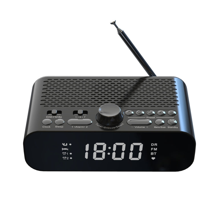 DAB-A5 LED Display Bedside DAB/FM Clock Radio with Bluetooth Speaker, EU Version(Black) - Consumer Electronics by buy2fix | Online Shopping UK | buy2fix