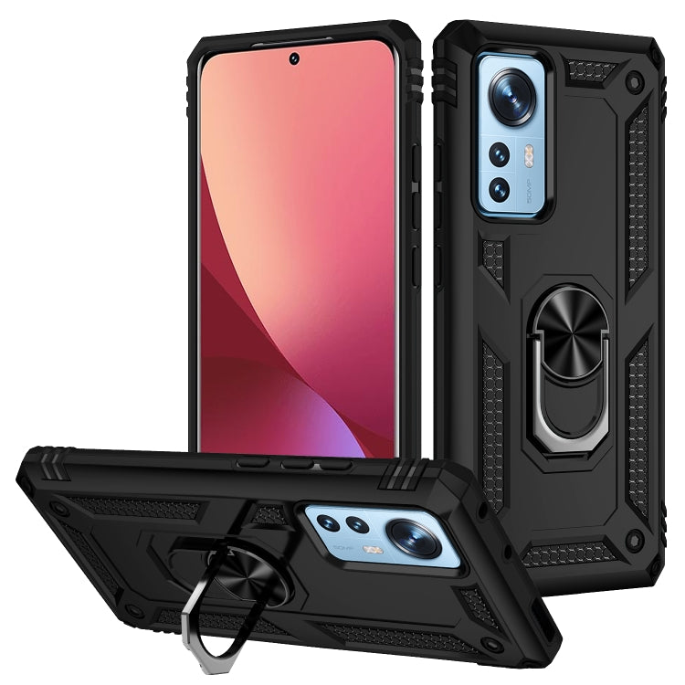 For Xiaomi 12 Shockproof TPU + PC Phone Case with Holder(Black) - Xiaomi Accessories by buy2fix | Online Shopping UK | buy2fix