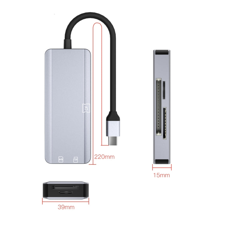 NK-3044 5 in 1 USB-C / Type-C to MS / M2 / CF / TF / SD Card Slots Adapter(Space Grey) - Computer & Networking by buy2fix | Online Shopping UK | buy2fix