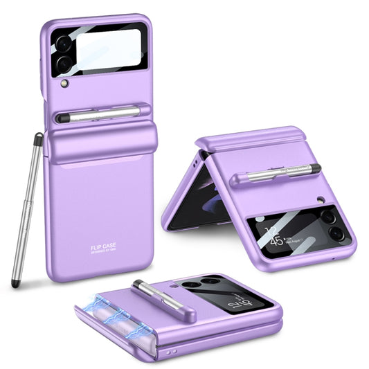 For Samsung Galaxy Z Flip3 5G GKK Magnetic Full Coverage Phone Flip Case with Pen(Purple) - Galaxy Phone Cases by GKK | Online Shopping UK | buy2fix