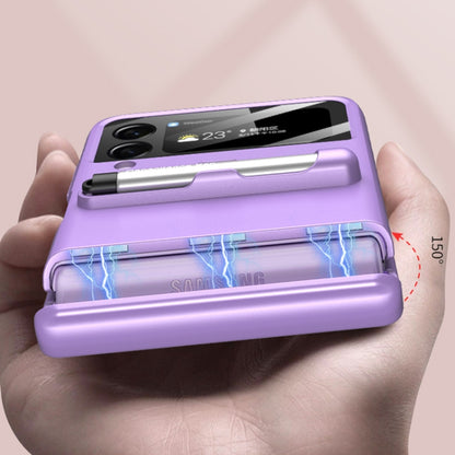 For Samsung Galaxy Z Flip3 5G GKK Magnetic Full Coverage Phone Flip Case with Pen(Purple) - Galaxy Phone Cases by GKK | Online Shopping UK | buy2fix