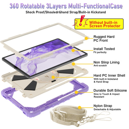 For Samsung Galaxy Tab S8+ 12.4 inch SM-X800 / SM-X806 Contrast Color Robot Shockproof Silicone + PC Tablet Case(Lotus Root Purple Beige) - Other Galaxy Tab PC by buy2fix | Online Shopping UK | buy2fix